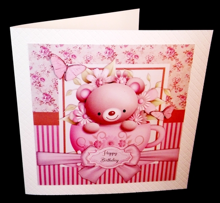 Gorgeous Teddy Bear In A cup 8x8 by Diane  Hitchcox