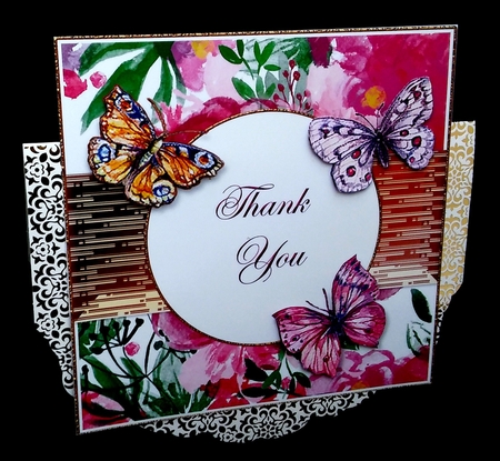 Floral and Butterflies Thank You Card Front 1 by Diane  Hitchcox