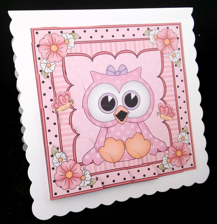 Cute Little Hoot Owl Scalloped Corner Stacker by Diane  Hitchcox