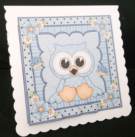 Cute Little Hoot Owl Scalloped Corner Stacker by Diane  Hitchcox