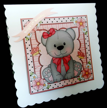 Cute Little Bear Shell Edged Corner Side Stacker by Diane  Hitchcox