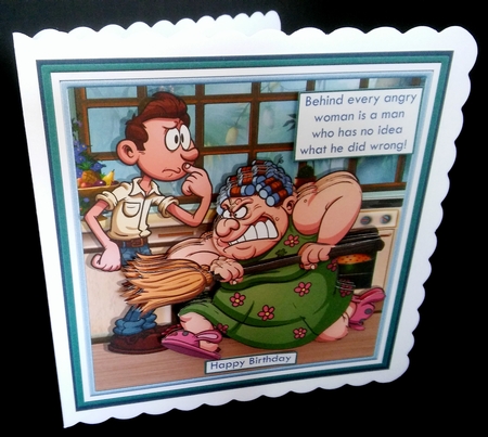 BEHIND EVERY ANGRY WOMAN Humorous 7.5 Decoupage & Insert Mini Kit by Diane  Hitchcox