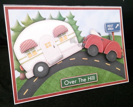 CARAVAN OVER THE HILL Humorous A5 Decoupage & Insert Mini Kit by Diane  Hitchcox
