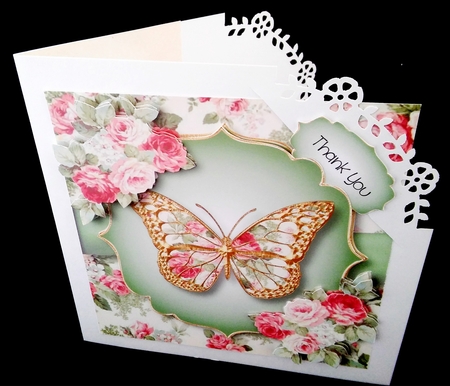 Floral Butterfly - Vintage Pink Roses by Diane  Hitchcox