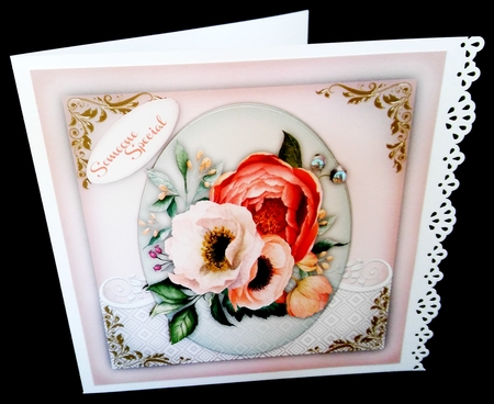 Beautiful Boho Flowres on lace mat  by Diane  Hitchcox