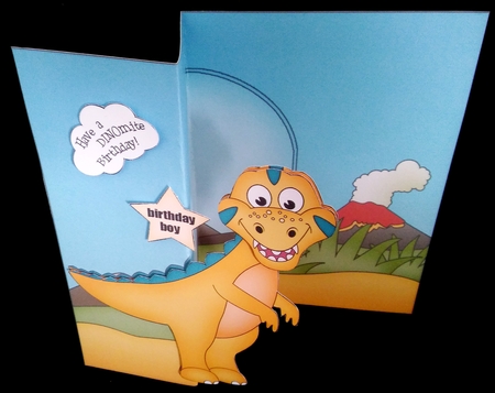 3D Shaped No-Hole Fold Back Mini Kit -  Cute Little Dinosaur Lizzy by Diane  Hitchcox