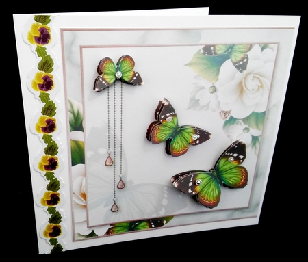 Opulent Simlpy Green Butterflies Card Front by Diane  Hitchcox