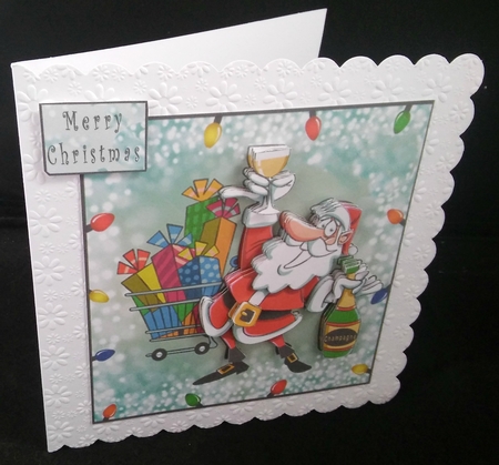 Champagne Santa - Decoupage by Diane  Hitchcox