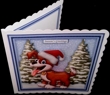 CHRISTMAS DOG WOBBLY HEAD CARD 7.5 Decoupage & Insert Mini Kit by Diane  Hitchcox