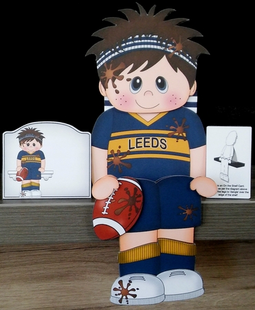 3D On the Shelf Card Kit - Little Rugby Player Denzil plays for Leeds by Diane  Hitchcox