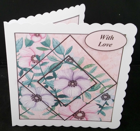 Pink and Lilac Floral 7 x 7 Inch Diamond Stacker Card Front by Diane  Hitchcox