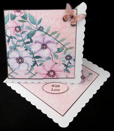 Pink and Lilac Floral Scalloped Edge Corner Stacker Card Front by Diane  Hitchcox