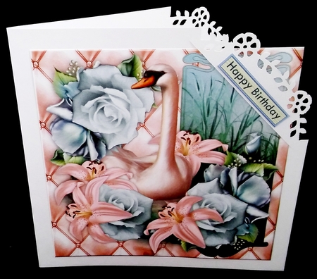 Beautiful Swan Roses & Lilies card Topper& Tags by Diane  Hitchcox