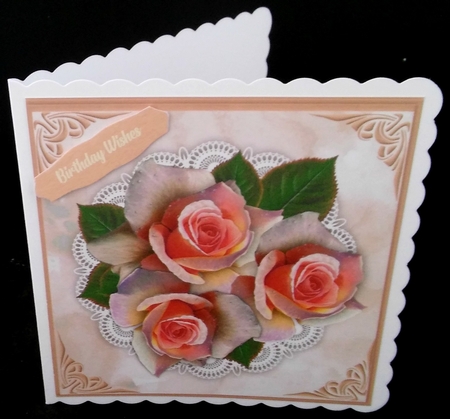 Beautiful Pink Roses on lace  by Diane  Hitchcox