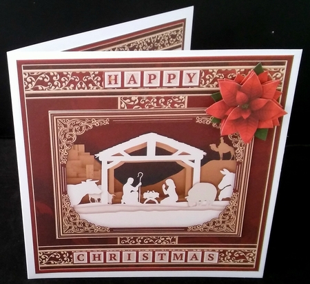 NATIVITY SILHOUETTE  RED 7.8 Quick Layer Card or Decoupage Mini Kit by Diane  Hitchcox