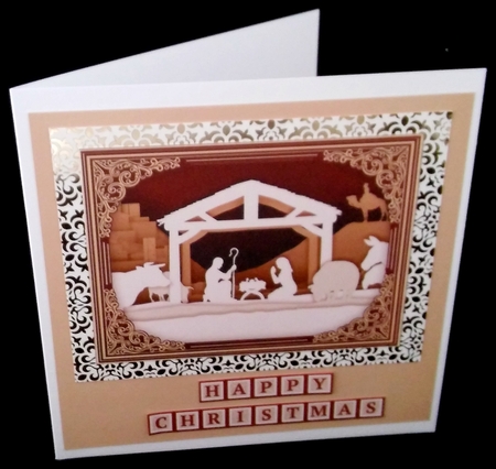 NATIVITY SILHOUETTE  RED 7.8 Quick Layer Card or Decoupage Mini Kit by Diane  Hitchcox