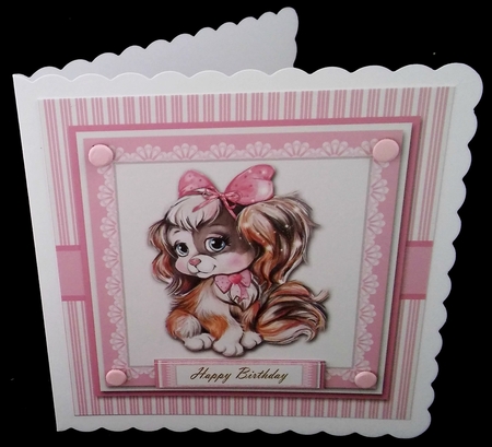 Cute Puppy Birthday Topper Plus Gift Tag by Diane  Hitchcox