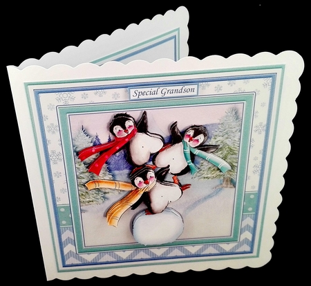 ACROBAT PENGUINS 7.5 Christmas Decoupage & Insert Mini Kit by Diane  Hitchcox
