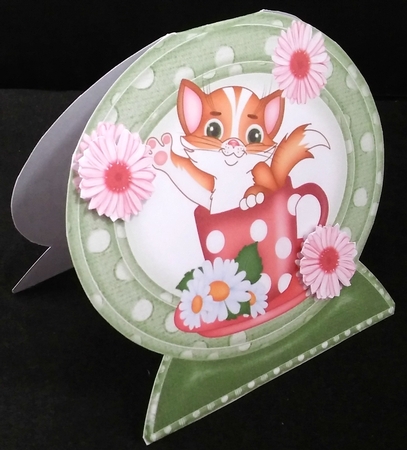 cute kitty in a teacup, with pink flowers 8x8 mini kit by Diane  Hitchcox