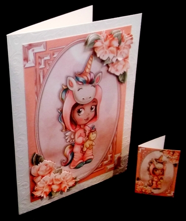 Unicornmania Card Front With Roses by Diane  Hitchcox