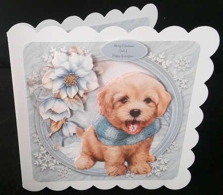 Gorgeous Fluffy Dog With Blue Flowers 8x8 Mini Kit by Diane  Hitchcox