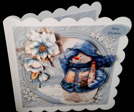 Gorgeous Snowman With Blue Flowers 8x8 Mini Kit by Diane  Hitchcox