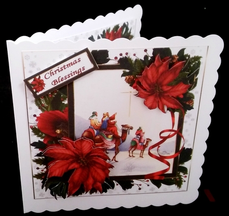 7x7 Three wise men with poinsettia mini kit by Diane  Hitchcox