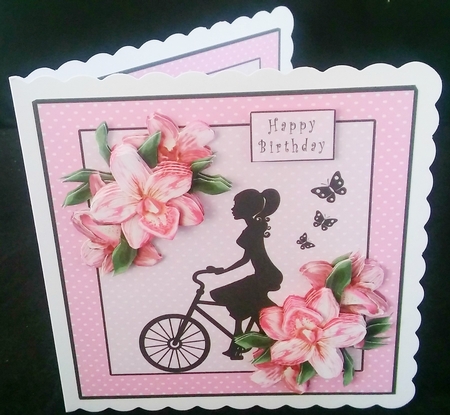 Girl on Bike - Decoupage by Diane  Hitchcox