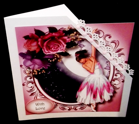 Beautiful Ballerina With Belle Epoque Roses 8x8 by Diane  Hitchcox