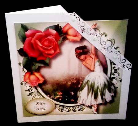 Beautiful Ballerina With Pink Roses 8x8 by Diane  Hitchcox