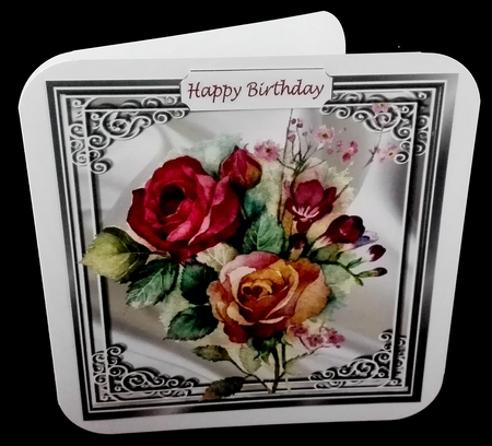 Such Beauty painted flowers on white satin in ornate frame 8x8 by Diane  Hitchcox