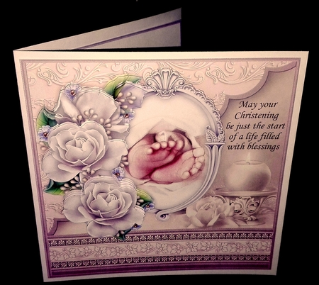 CHRISTENING TOES & ROSES Lavender 7.5 Decoupage & Insert Kit by Diane  Hitchcox