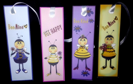 5 Beautiful Bee themed Bookmarks # 1 by Diane  Hitchcox