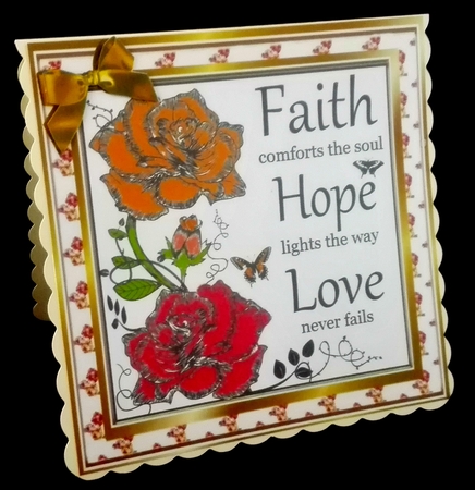 Pretty painted  peach roses FAITH, HOPE LOVE  8X8 by Diane  Hitchcox