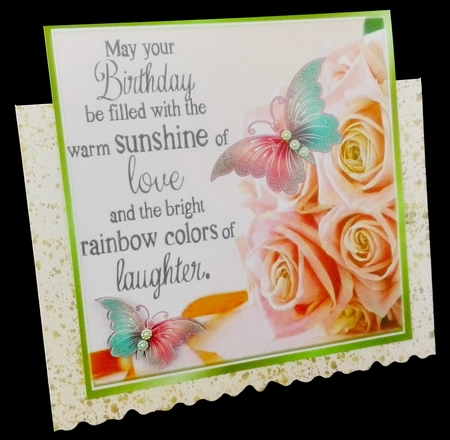 Pretty peach roses for the birthday girl with butterflies 8x8 by Diane  Hitchcox