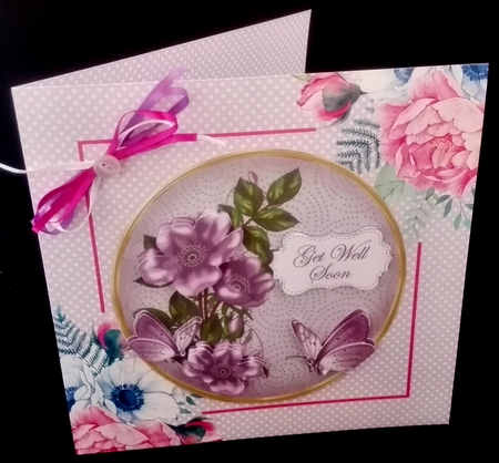 Lilac Wild Rose Get Well Soon 7in Circle Decoupage Topper by Diane  Hitchcox