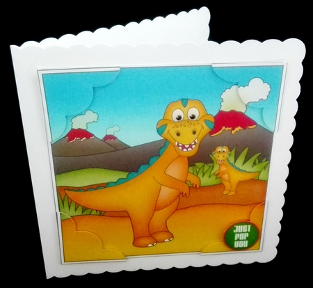 8 x 8 Cute Dinosaur Scalloped Corner Topper   by Diane  Hitchcox