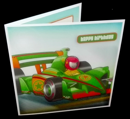 Formula 1 Racing Car Dude Green 8x8 Quick Card by Diane  Hitchcox