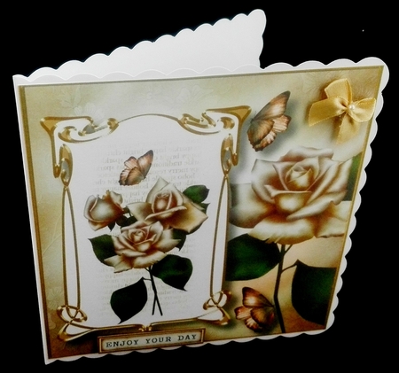 Art Nouveau Ivory Roses 8x8 by Diane  Hitchcox
