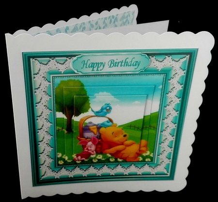 time to snooze with pooh bear and piglet  (blue) pyramids 7x7 frame by Diane  Hitchcox