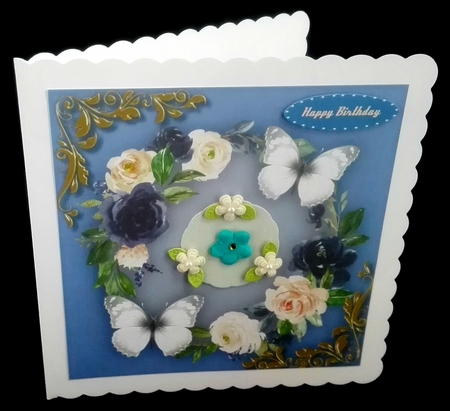  Blue  and Cream  Roses  by Diane  Hitchcox
