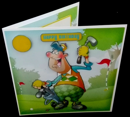 Golf Dude Yellow 8x8 Quick Card by Diane  Hitchcox