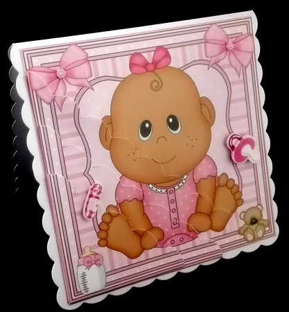 Cute Ethnic New Baby Scalloped Corner Stacker by Diane  Hitchcox