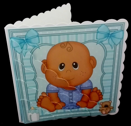 Cute Ethnic New Baby Scalloped Corner Stacker by Diane  Hitchcox