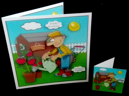 Watering The Tomatoes - Decoupage by Diane  Hitchcox