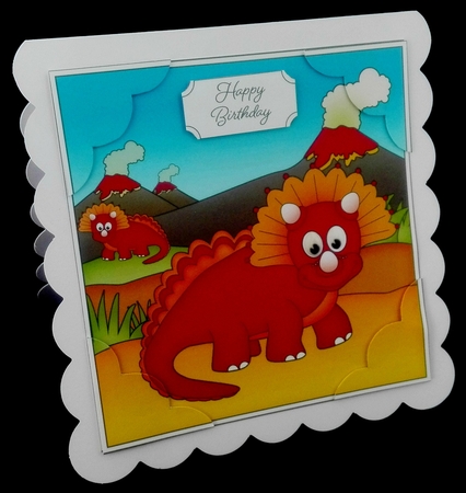 8 x 8 Cute Dinosaur Scalloped Corner Topper   by Diane  Hitchcox