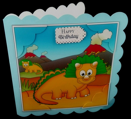 8 x 8 Cute Dinosaur Scalloped Corner Topper   by Diane  Hitchcox