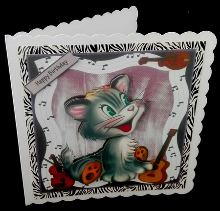 Cat loves music by Diane  Hitchcox