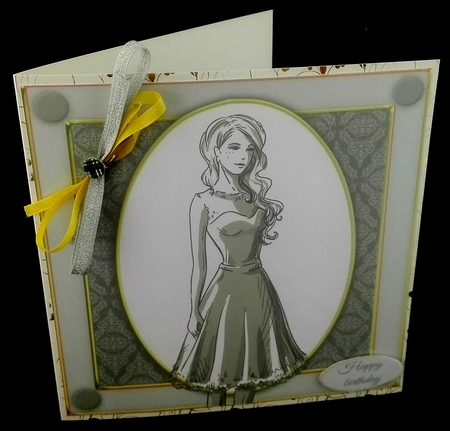 Beautiful Glamour Girl In Grey Dress 8x8 by Diane  Hitchcox