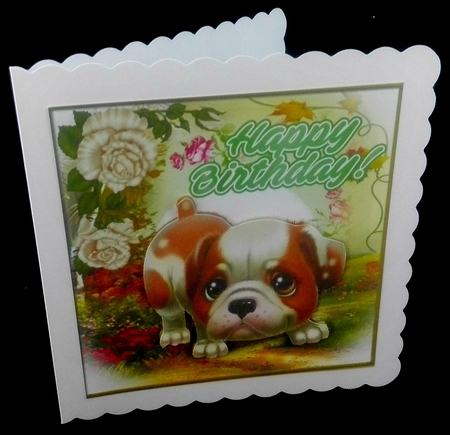 Those cute puppy eyes! with corner cream roses 7x7 by Diane  Hitchcox